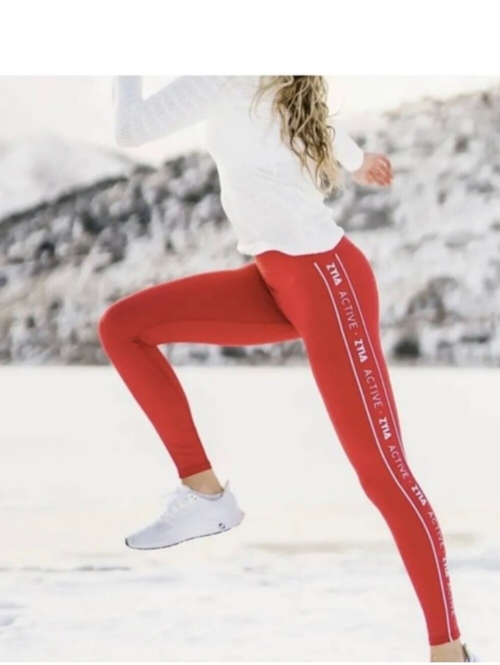 NEW Zyia Active Red Logo Stripe Light n Tight High-Rise Leggings 28" size 20